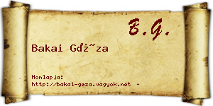 Bakai Géza névjegykártya