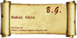 Bakai Géza névjegykártya
