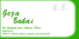 geza bakai business card